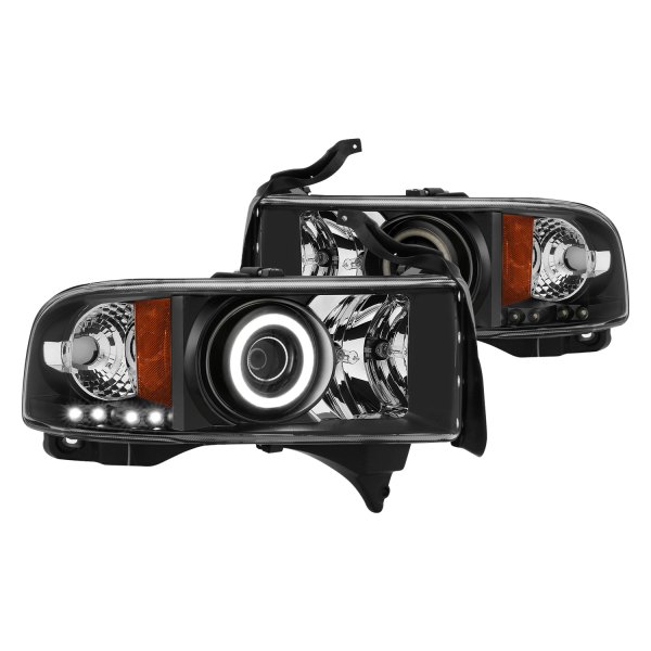 CG® - Black Halo Projector Headlights with Parking LEDs, Dodge Ram