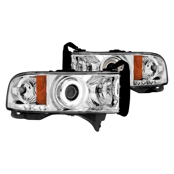 CG® - Chrome Halo Projector Headlights with Parking LEDs, Dodge Ram