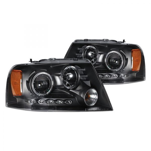 CG® - Black Dual Halo Projector Headlights with Parking LEDs, Ford F-150