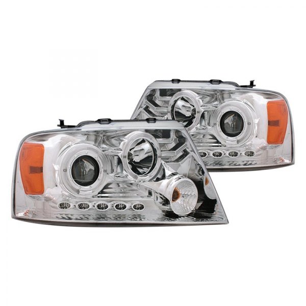 CG® - Chrome Dual Halo Projector Headlights with Parking LEDs, Ford F-150