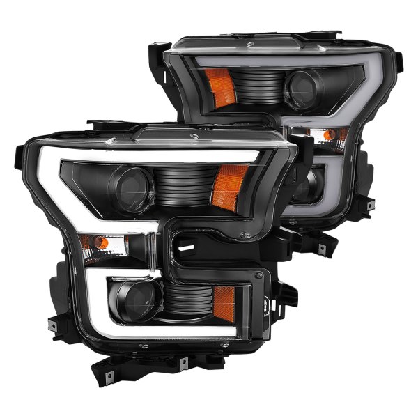 CG® - Black LED DRL Bar Projector Headlights, Ford F-150