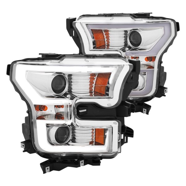 CG® - Chrome LED DRL Bar Projector Headlights, Ford F-150