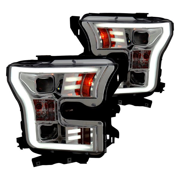CG® - Chrome LED DRL Bar Projector Headlights, Ford F-150