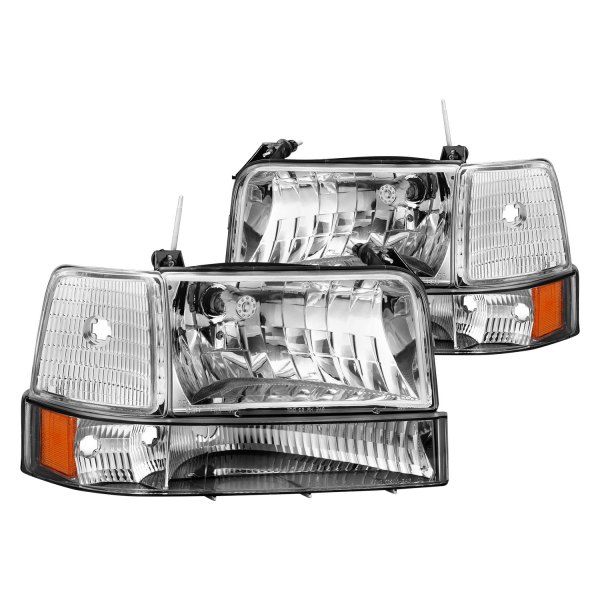 CG® - Chrome Euro Headlights with Turn Signal/Parking and Corner Lights