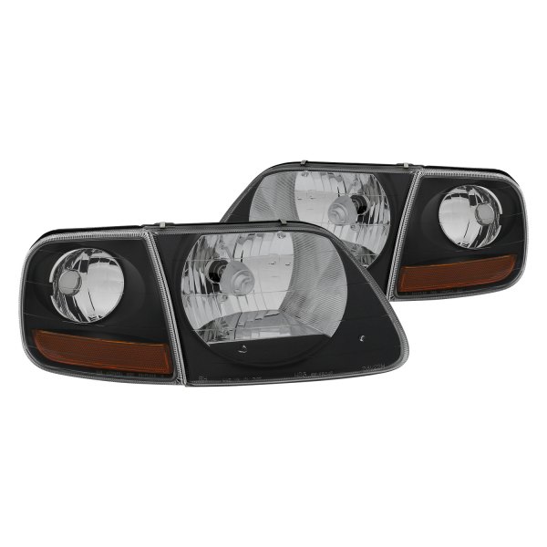 CG® - Black Euro Headlights with Parking Lights, Ford F-150
