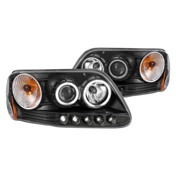 CG® - Black Halo Projector Headlights with Parking LEDs, Ford F-150