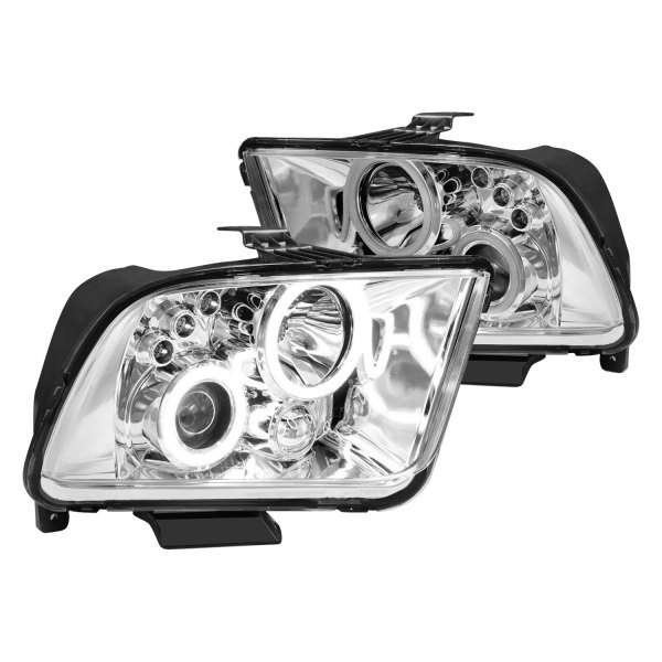 CG® - Chrome Halo Projector Headlights with Parking LEDs, Ford Mustang