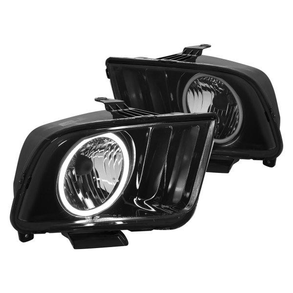 CG® - Black/Smoke Halo Euro Headlights, Ford Mustang