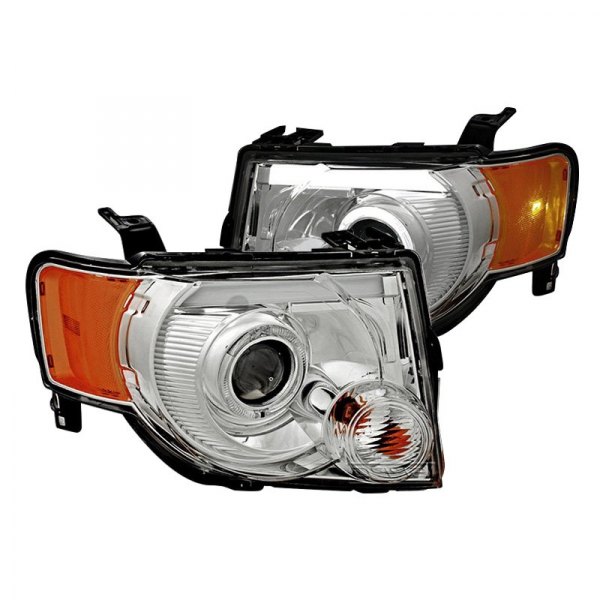 CG® - Chrome LED DRL Bar Halo Projector Headlights, Ford Escape
