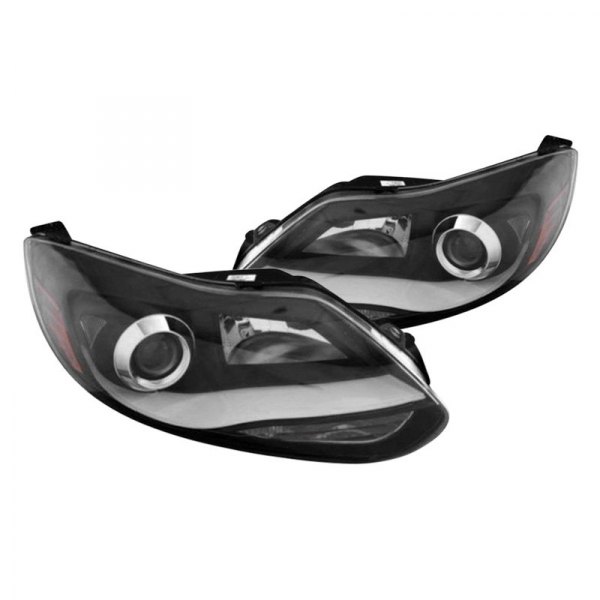 CG® - Black LED DRL Bar Projector Headlights, Ford Focus