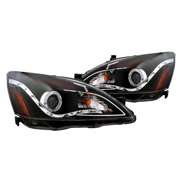CG® - R8 Style Black Halo Projector Headlights with LED DRL, Honda Accord