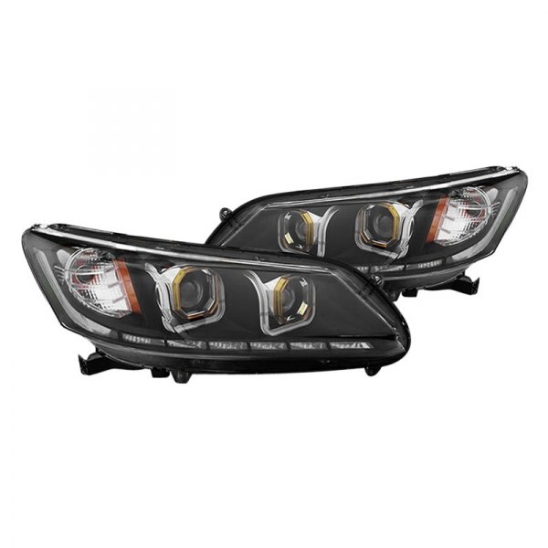 CG® - Black DRL Bar Projector Headlights with LED Turn Signal, Honda Accord