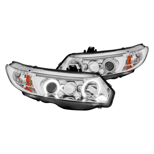 CG® - Chrome Halo Projector Headlights with LED DRL, Honda Civic