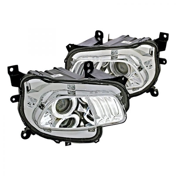 CG® - Chrome LED DRL Bar Halo Projector Headlights, Jeep Cherokee