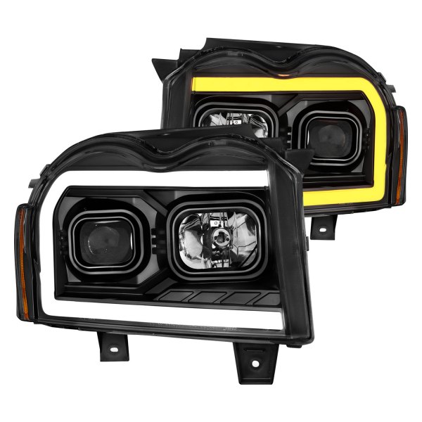 CG® - Black Switchback LED DRL Bar Projector Headlights, Jeep Grand Cherokee