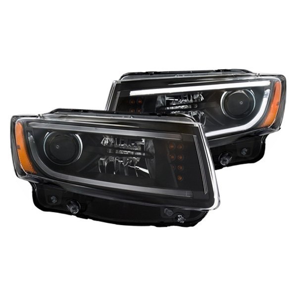 CG® - Black DRL Bar Projector Headlights with LED Turn Signal, Jeep Grand Cherokee