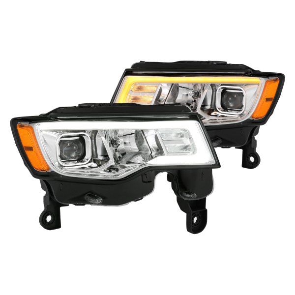 CG® - Chrome Switchback LED DRL Bar Projector Headlights, Jeep Grand Cherokee