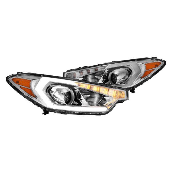 CG® - Chrome DRL Bar Projector Headlights with LED Turn Signal, Kia Forte
