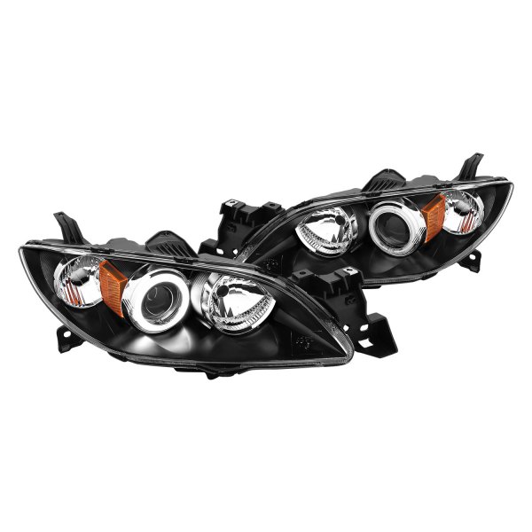 CG® - Black Halo Projector Headlights, Mazda 3