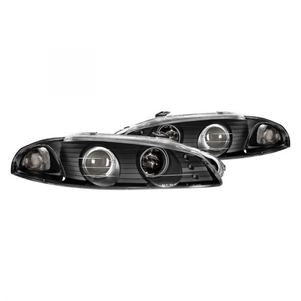 CG® - Black Halo Projector Headlights with Parking LEDs, Mitsubishi Eclipse