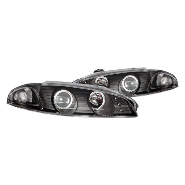 CG® - Black Dual Halo Projector Headlights with Parking LEDs, Mitsubishi Eclipse