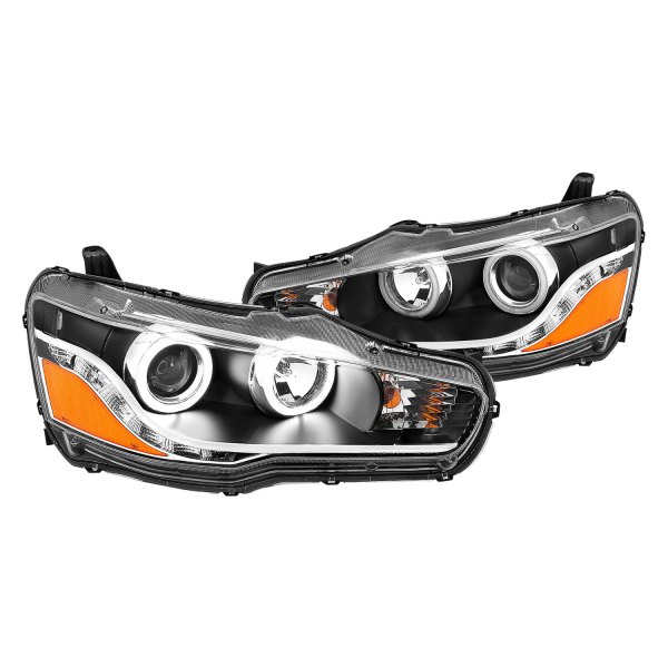 CG® - Black Halo Projector Headlights with LED DRL, Mitsubishi Lancer