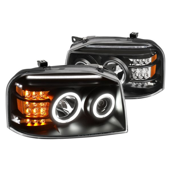 CG® - Black Halo Projector Headlights with LED Turn Signal, Nissan Frontier