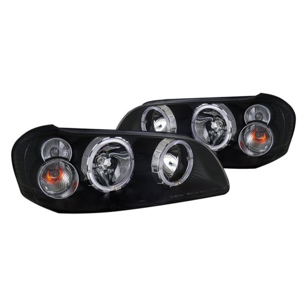 CG® - Black LED Halo Euro Headlights, Nissan Maxima