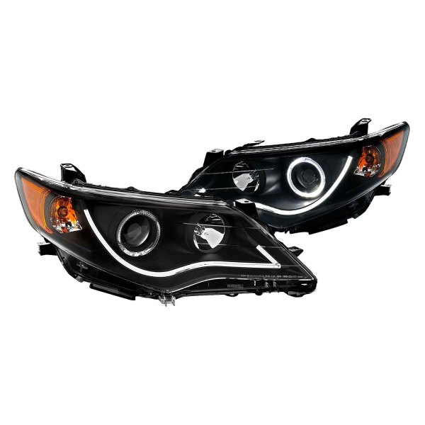 CG® - Black LED DRL Bar Halo Projector Headlights, Toyota Camry