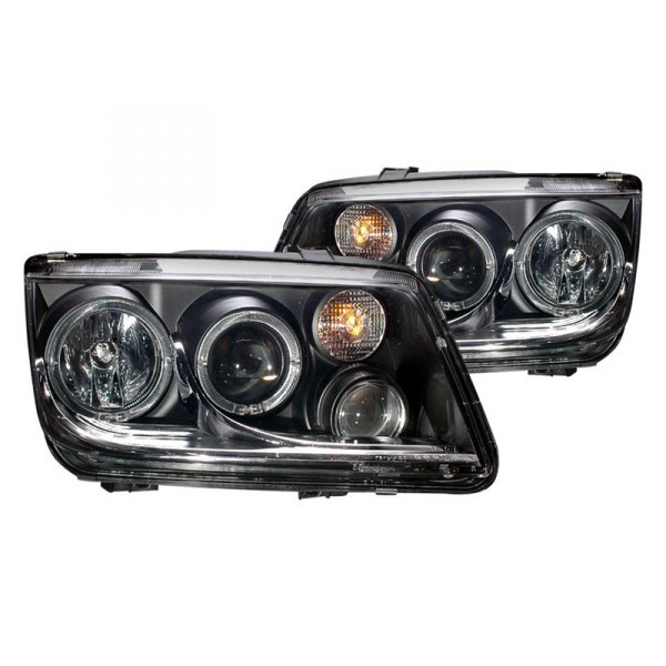 CG® - Black LED Halo Projector Headlights, Volkswagen Jetta