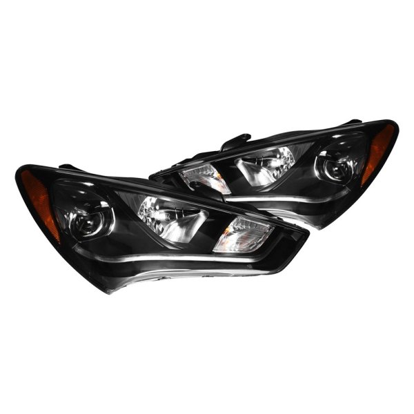 CG® - Black LED DRL Bar Projector Headlights, Hyundai Genesis Coupe