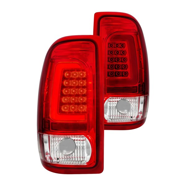 CG® - Chrome/Red Fiber Optic LED Tail Lights, Dodge Dakota