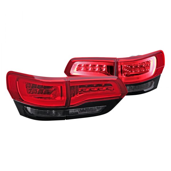 CG® - Black/Chrome Red/Smoke Fiber Optic LED Tail Lights, Jeep Grand Cherokee