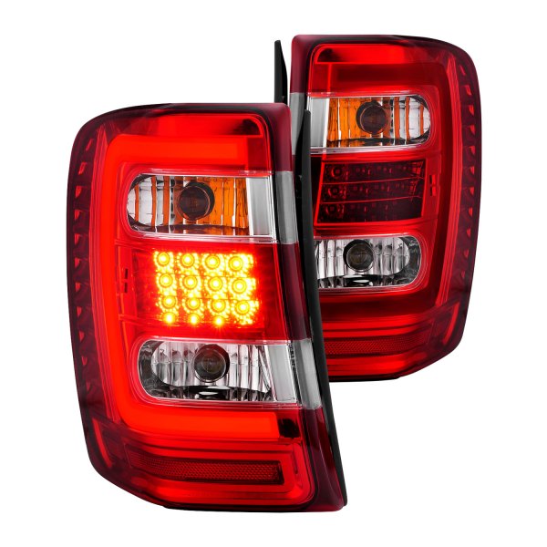 CG® - Chrome/Red Fiber Optic LED Tail Lights, Jeep Grand Cherokee