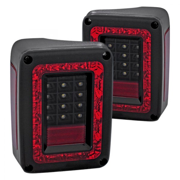 CG® - G2 Black Red/Smoke LED Tail Lights, Jeep Wrangler