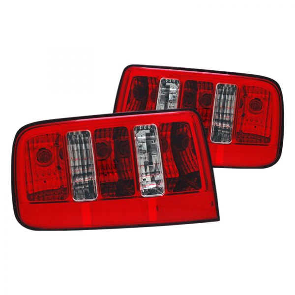 CG® - Chrome/Red 2010 Style Euro Tail Lights, Ford Mustang