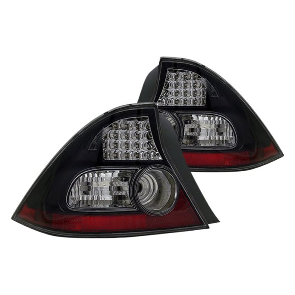 CG® - Black/Red LED Tail Lights, Honda Civic