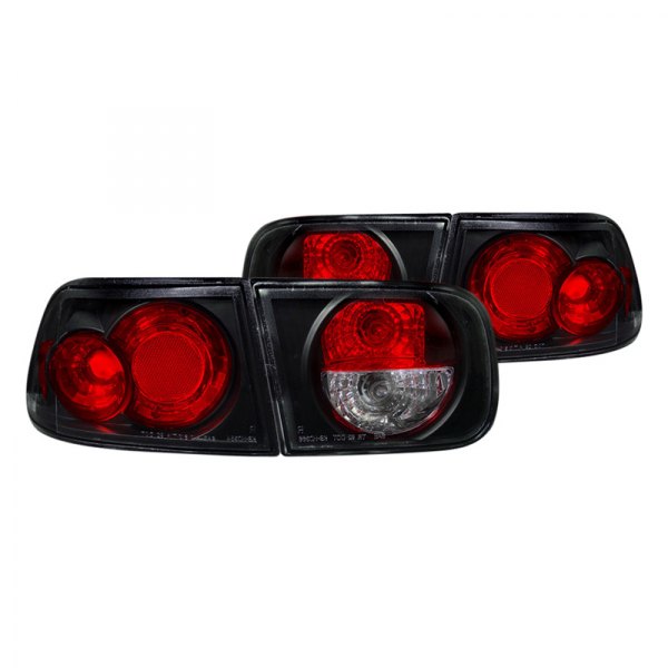 CG® - G3 Black/Red Euro Tail Lights, Honda Civic