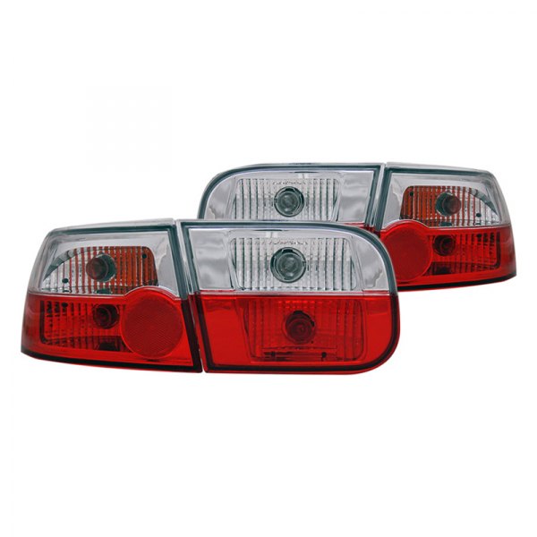 CG® - Chrome/Red Euro Tail Lights, Honda Civic