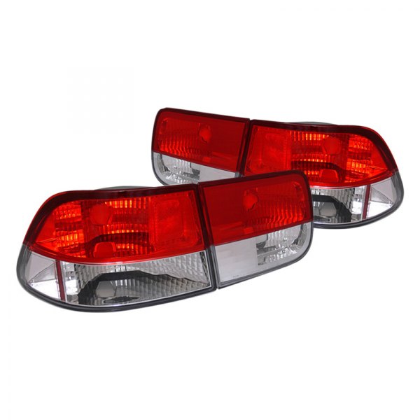 CG® - Chrome/Red Euro Tail Lights, Honda Civic