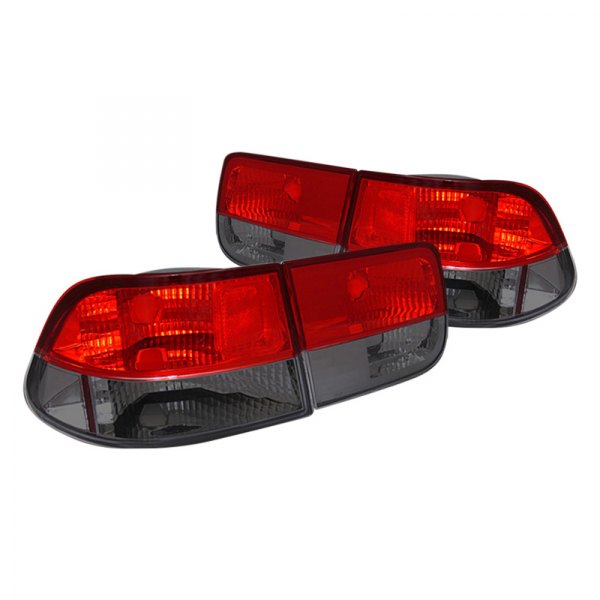 CG® - Chrome Red/Smoke Euro Tail Lights, Honda Civic