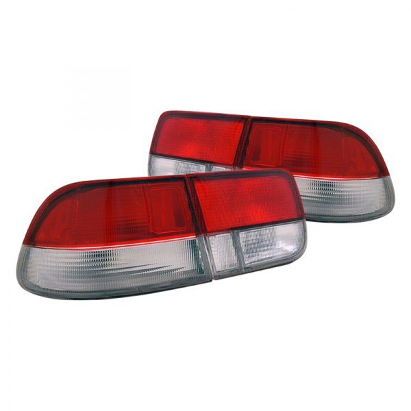 CG® - Chrome/Red Factory Style Tail Lights, Honda Civic