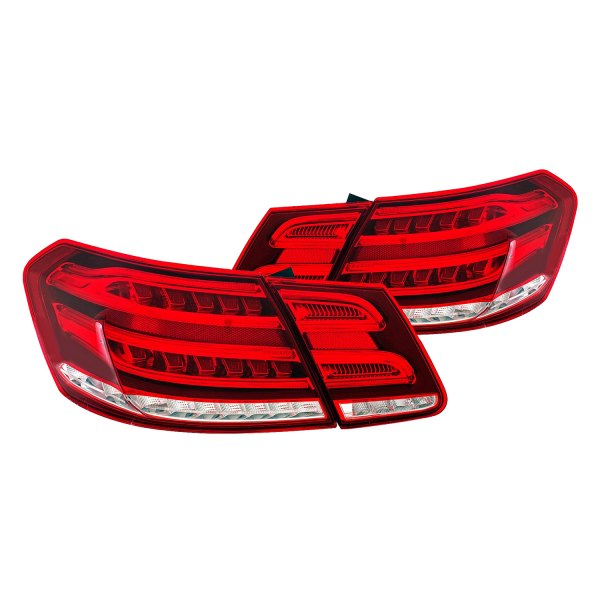 CG® - Chrome/Red Fiber Optic LED Tail Lights, Mercedes E Class
