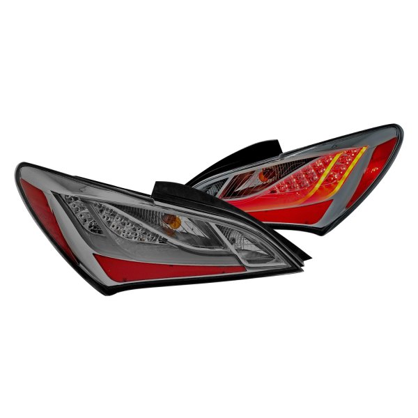 CG® - Chrome/Smoke Fiber Optic LED Tail Lights, Hyundai Genesis Coupe