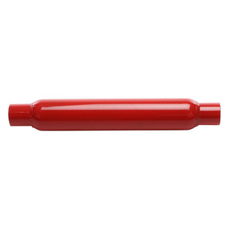 Cherry Bomb® - Glass Pack Series Steel Round Straight Neck Red Exhaust Muffler (2.25" Center ID, 2.25" Center OD, 18" Length)