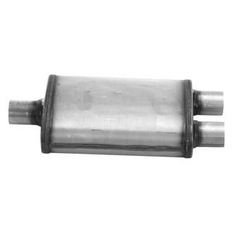 Cherry Bomb® - Salute Stainless Steel Oval Gray Exhaust Muffler (2.25" Center ID, 2.25" Dual OD, 14" Length)