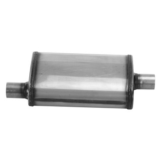 Cherry Bomb® - Salute 409 Stainless Steel Oval Gray Exhaust Muffler (2" Offset ID, 2" Center OD, 14" Length)