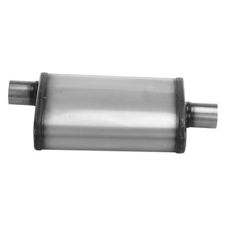 Cherry Bomb® - Salute Stainless Steel Oval Gray Exhaust Muffler (2.25" Offset ID, 2.25" Center OD, 14" Length)