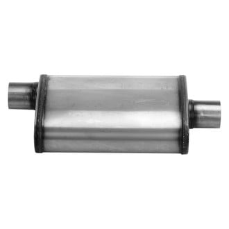 Cherry Bomb® - Salute Stainless Steel Oval Gray Exhaust Muffler (2.5" Offset ID, 2.5" Center OD, 14" Length)