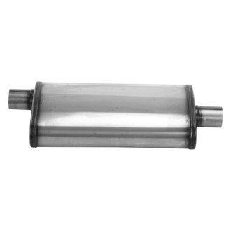 Cherry Bomb® - Salute Stainless Steel Oval Gray Exhaust Muffler (2.25" Offset ID, 2.25" Center OD, 18" Length)